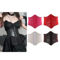 Corsé de cintura ajustable para mujer, cinturón gótico con cordones, cintura ancha de cuero PU, faja adelgazante para vestido - details 0