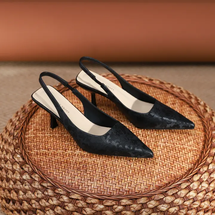 Sandalias de aguja nuevas, sencillas y versátiles, con estampado de leopardo y espalda puntiaguda. - 1