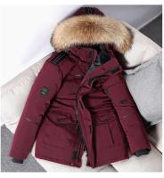 Abrigo de plumón de pato de invierno para hombre con cuello de piel con capucha, chaqueta larga informal, abrigo de invierno cálido y resistente al viento para exteriores para hombre - details 6