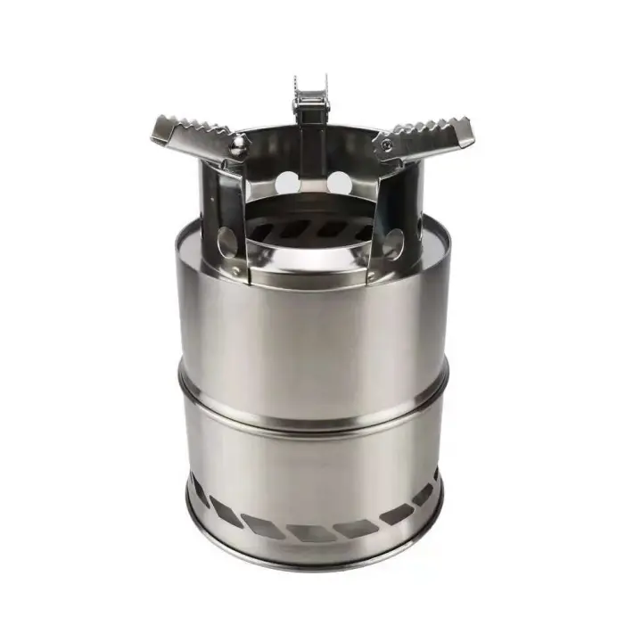 Estufa de Madera Inoxidable Portátil para Exteriores Parrilla Desmontable a Prueba de Viento para Barbacoa, Senderismo, Acampada, Picnic, Cocina - 1