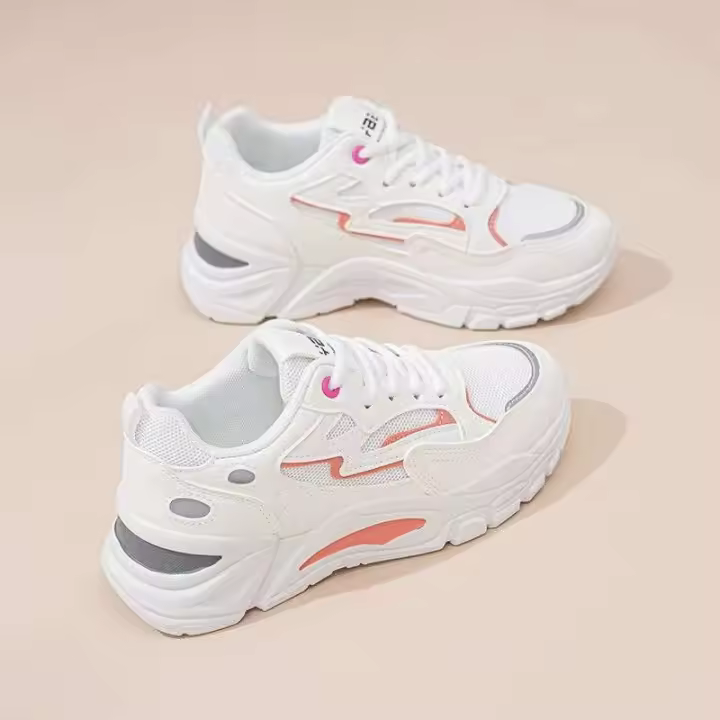 Zapatillas de deporte de suela gruesa para mujer, zapatos informales de malla transpirable con cierre de cordones, versátiles para temporada de otoño, 2025 - 1