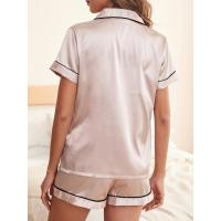 Suéter de manga corta imitación de pijama de seda real, suéter clásico de satén ropa para el hogar - details 10