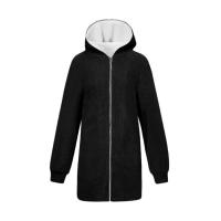Suéter de lana con chaqueta de lana de cordero con capucha y cremallera para mujer - details 27