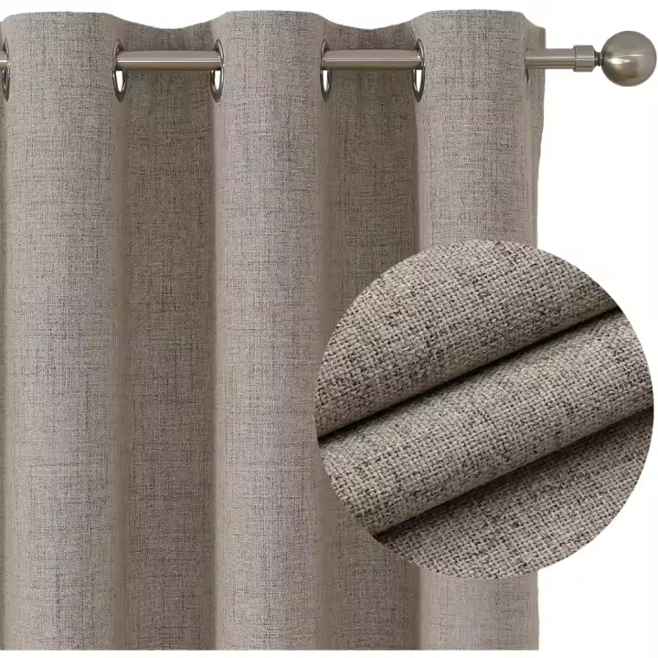 Cortinas Opacas de Lino 2 Piezas, Anti Luz, Aislantes de Calor y Frío para Dormitorio - 1