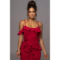 Vestido largo con volantes para mujer, prenda Sexy con tirantes finos, sin mangas, Espalda descubierta, abertura alta, para mujer - details 5