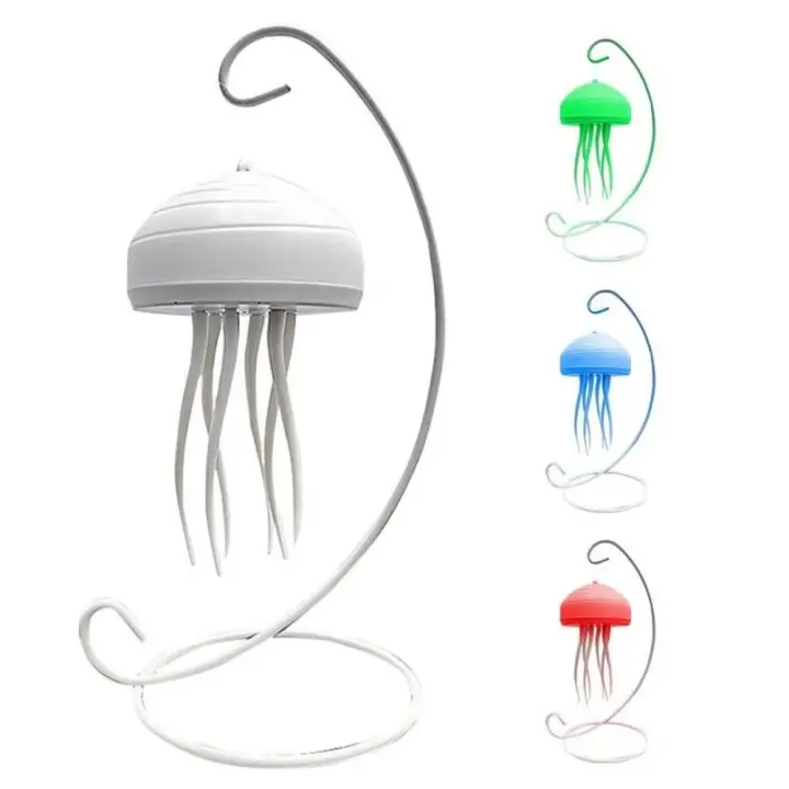 Luz nocturna flotante colgante de medusas, luz blanca/roja/azul/verde con soporte, lámpara de mesa LED dinámica, brillo suave decorativo - 1