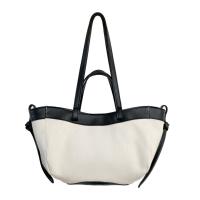 2025 nuevo nicho retro empalme bolsa de mano de lona de color contrastante bolso de gran capacidad bolso de hombro versátil - details 1