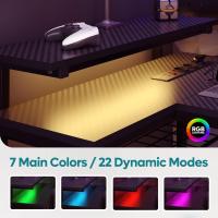 Forma de L con Tomas de Corriente y Luces LED, Escritorio Esquinero con Estantes, Reversible para Ordenador para el Hogar, Oficina, Dormitorio, Espacio Pequeño, 106,5 cm - details 53