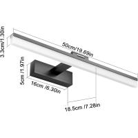 Lámpara LED de 32W Lámpara de espejo Aplique Blanco Frio 6000K Luz natural para Espejo Muebles de Maquillaje Aparato Montado en la Pared, Negro, 120CM - details 25