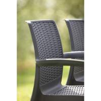 Pack x4 Silla jardín para Interior y Exterior con reposabrazos Ideal para Jardines y terrazas, apilable, Resina con Acabado de ratán Plano, Color Marrón - details 9