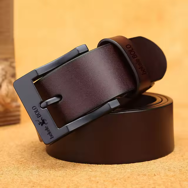 Cinturón de piel 100% auténtica para hombre, correa de cintura de lujo, de piel de vaca, Estilo Vintage, hebilla - 1