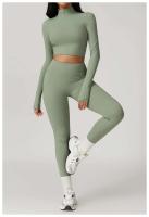 Conjunto de Yoga de Manga Larga Top de Correa Alta y Leggings Deportivos para Mujeres - details 22