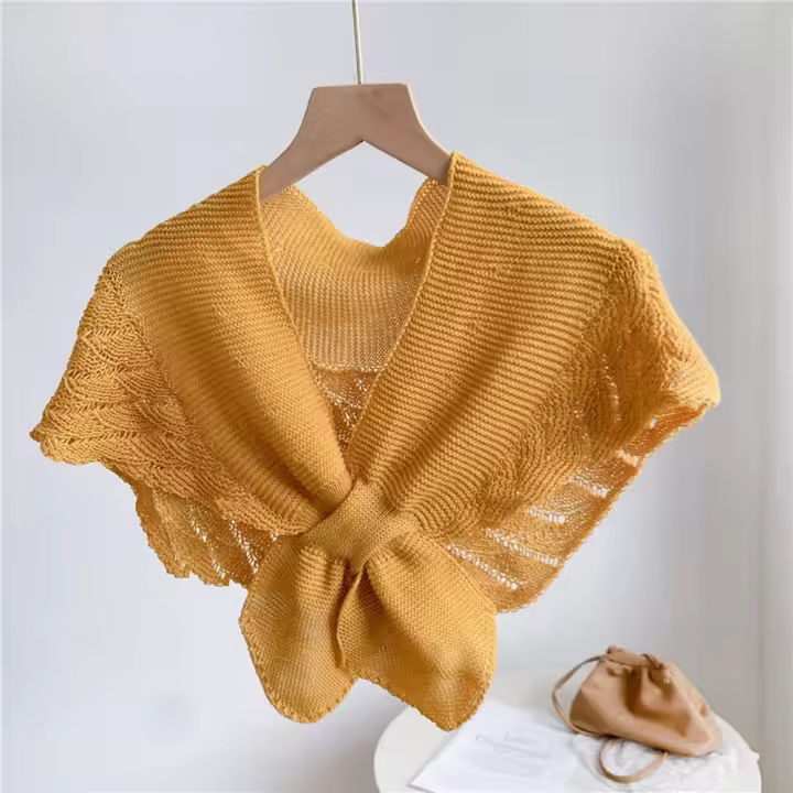Moda suave elegante Vintage Color sólido espesar estilo coreano chal mujeres bufanda tejida collares falsos envoltura para el cuello - 1