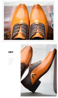 2024 zapatos con cordones puntiagudos de tamaño casual de cuero para hombres de vestir de negocios - details 6