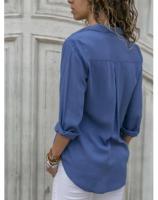 Blusa de Chiffon Suave y Elegante Camisa Larga con Cuello de Cuentas Tunicas de Oficina para Mujeres Tops de Talla Grande 2023 - details 9