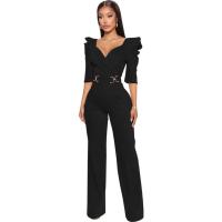 Amarillo para XXL moda cuello en V mamelucos de manga corta monos de mujer 2023 Club Up mono de cintura alta - details 1