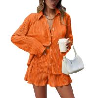 Conjunto de Pantalones Cortos Sueltos Informales para Mujer Traje Elegante de Dos Piezas Color Liso - details 16