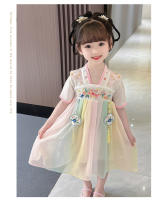 Hanfu colección de verano 2025 nuevo vestido chino antiguo súper inmortal para niñas pequeñas falda estilo Tang para niños - details 10