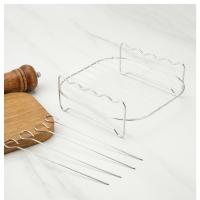Conjunto de Parrilla para exteriores con Pinchos,Rejilla para Freidora de Aire Cuadrada,Soporte para Barbacoa de Acero Inoxidable - details 9