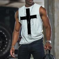 Chaleco con estampado 3D para hombre, camiseta sin mangas con cuello redondo cruzado, Top deportivo diario sin mangas - details 5