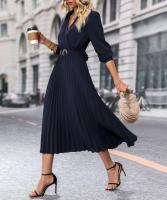 Vestido largo plisado de manga larga para mujer, elegante y hermoso, Color sólido, moda de primavera y otoño - details 9