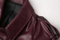Chaqueta recortada de estilo europeo, chaqueta de cuero genuino roja para espectáculos y desfiles, novedad de 2025 - details 10