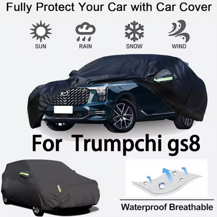Cubierta completa para coche para Trumpchi GS8 equipo protector para exteriores, protector solar, accesorios para automóviles impermeables y a prueba de polvo, negro - 1
