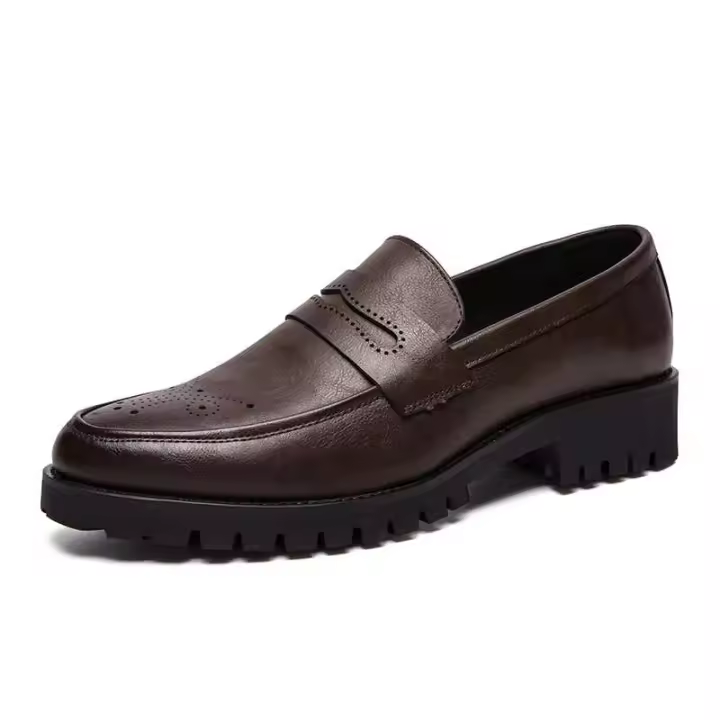 Mocasines tejidos con tacón plano de color liso, zapatos de cuero de cuello alto transpirables de alta calidad para hombres y mujeres - 1