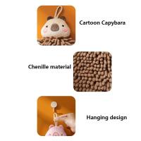 Toallas de mano colgantes de capibara montadas en la pared, toallas de mano de chenilla gruesas de secado rápido, toallas de microfibra suaves reutilizables para cocina - details 1