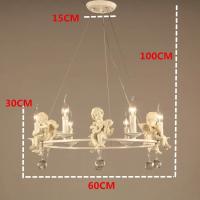 Lámpara de techo de Ángel de resina europea, luz Led para sala de estar, comedor, lámpara de techo de cristal E14, Lustre - details 3