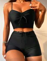 Bikinis con cordón frontal, cintura alta para mujer, bañadores de mujer, bañador para nadar, ropa de playa 2025 - details 31