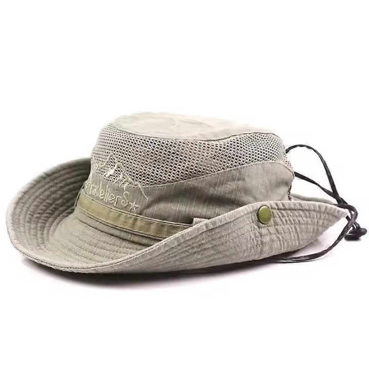 Sombrero único para hombre de ala ancha para exteriores, transpirable, de verano, sólido, para playa - 1