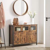 Aramrio de Almacenamiento, Aparador con Puertas de Cristal, para Comedor, Salón, Cocina, Estilo Industrial, Marrón Rústico y Negro - details 7