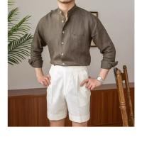 Camisa de Lino para Hombre Verano 2025 Cuello Henley Elegante Manga Larga Transpirable - details 19