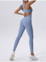 Conjunto de Yoga Deportivo con Cremallera de Cuello Alto Sin Mangas Talla Delgada Cinturón Elástico - details 4