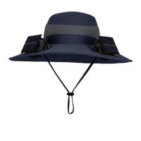 Ventilador de carga USB extraíble, gorra para senderismo al aire libre, con 2 ventiladores solares, sombrero para el sol de ala ancha para pescar - details 9