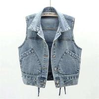 Chaleco Corto para Mujer Moda Coreana, Chaleco sin Mangas de Denim Casual - details 1