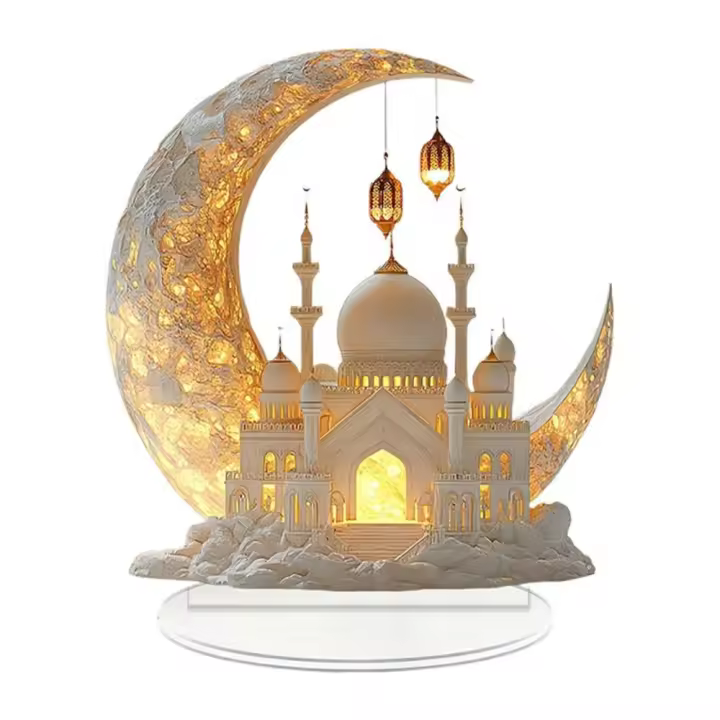 Festival de Ramadán 2D Castillo de Luna acrílico 2025 Eid al-fitr Mubarak regalos de mesa de fiesta en casa decoraciones de Ramadán regalos de Ramadán para niños - 1