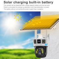 Cámara de vigilancia alimentada por energía Solar, Triple pantalla, 360 °, exterior, día-noche, a todo Color, remota, inalámbrica, 3 pantallas - details 8