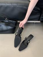 Hada francesa viento punta cabeza bolsa cabeza media zapatillas mujer usando nuevo tacón delgado arrugado zapatillas geniales - details 25