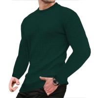Abrigo de hombre moda pequeño cheque Waffle juvenil cuello redondo jacquard cheque sudadera con capucha - details 21