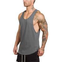 Muscle Stringer Tank Top Men Bodybuilding Clothing Fitness Mens Sleeveless gyms Vests Cotton Singlets Muscle Tops - details 3