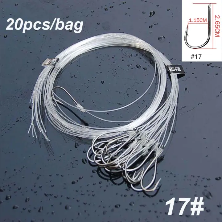 Anzuelo de pesca de acero al carbono con línea de cebo de nailon, cabeza duradera afilada, 20/28 piezas - 1