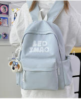 Mochila coreana simple de color sólido con alfabeto para estudiantes, mochila ligera de gran capacidad para viajes, mochila informal versátil - details 38