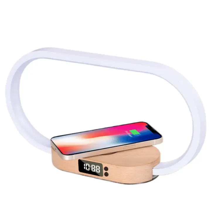 Lámpara LED de Mesita de Noche Cargador Inalámbrico 10W y USB Regulable Tacto with 3 NIVeles de Brillo Lámpara Moderna - 1