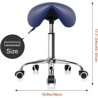 Taburete con Ruedas Silla Trabajo Altura Ajustable Giratorio Taburete de Oficina con Asiento de Silla de Montar Negro - details 31