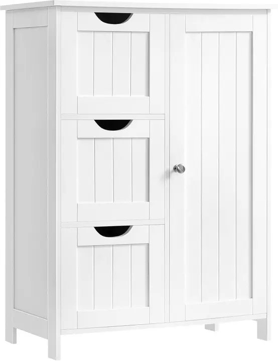 Gabinete de Baño, Gabinete de Almacenamiento con 4 Cajones y 1 Armario de Taquilla, Puerta Simple, Estante Ajustable, para Sala de Estar, Cocina, Entrada, Blanco LHC41W - 1