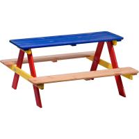 Asiento para niños fijado para Cuatro niños, como Conjunto de Estar con Mesa de Picnic o en el Casino, la Madera fsc, 90 x 85 x 45 cm, Colorido - details 2
