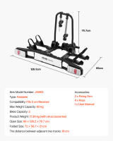 VEVOR Portabicicletas, Portabicicletas Se adapta a receptores de 5 cm, Portabicicletas para bicicletas de hasta 65 kg de capacidad de carga, Portabicicletas con cerradura - details 7