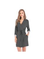 Batas para mujer Albornoz de punto Ropa de dormir suave y liviana hasta la rodilla con bolsillos Ropa de descanso S-XXL - details 19